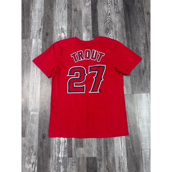The Nike Tee Los Angeles Angels #27 Mike Trout Men's Small Red T-shirt - Picture 4 of 4